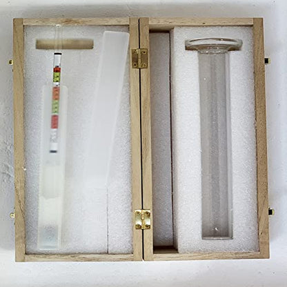 Wine Beer Alcohol Hydrometer Triple Scale Wine Meter with Glass Test Jar for Home Brewing Beer Wine Mead & Kombucha Maker for ABV, Brix and Gravity Test Kit with Wood Storage Box