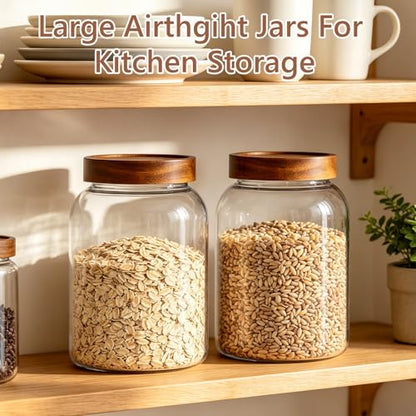 KEYWING 100 fl.oz Large Glass Storage Containers with Lids, 2 Pack Airtight Food Storage Containers, Pantry Organizer for Flour, Sugar, Rice, Eggs, Cereal, Cookies - size: 100 Fl.oz