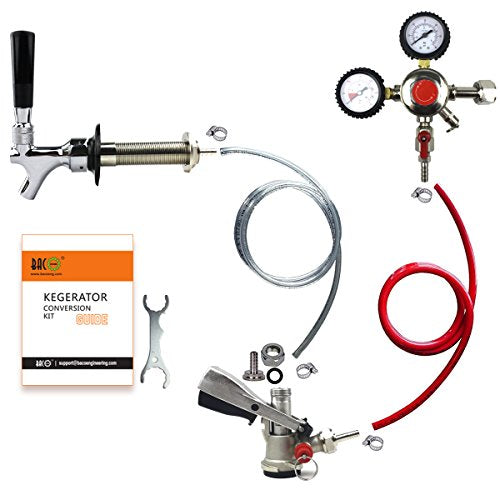 BACOENG 1-Tap Kegerator Kit, Complete Beer Tap Kit for Refrigerator with Stainless Steel Tap Probe and Hose & Parts, Keg Tap Kit for Home Bars, Parties, Commercial Use - size: Single