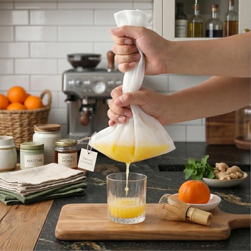 4 Pcs Juicer Bags for Cast Iron Juicer Nut Bag Strainer Juicers Cheesecloth Bags for Juicing Milk Pulp Strainer Cloth Reusable Fine Mesh Bag for Straining Fruit Coffee Yogurt Cheese