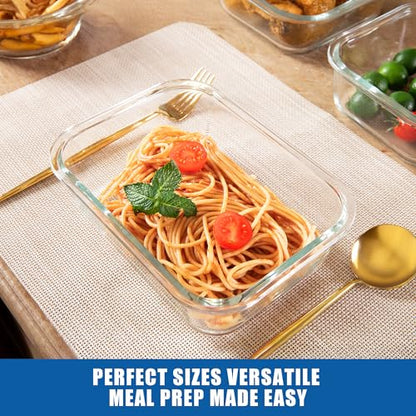 5-Pack Borosilicate Glass Containers with Tempered Glass Lids, 35.2oz/4.4 Cup Airtight Meal Prep Set, Microwave/Freezer Safe (Gray) - color: Tempered Lids Gray, size: 4.4 Cup*5