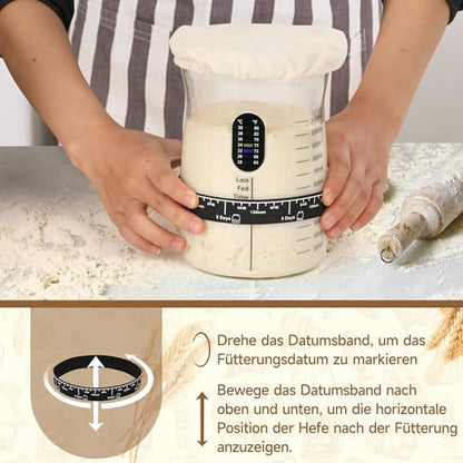 Coco Bird Pro Sourdough Starter Kit- 50oz Large Capacity Sourdough Starter Jar, 17 Flavorful Fermentation Recipes, Sourdough Bread Baking Supplies for Making Delicious Sourdough Breads(2 Sets) - color: Black