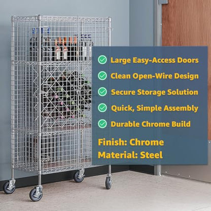 18" x 36" x 61" NSF Commercial Heavy Duty Chrome Wire Security Cage Kit, Metal - color: Grey, size: 18" x 36" x 61" Only Security Cage