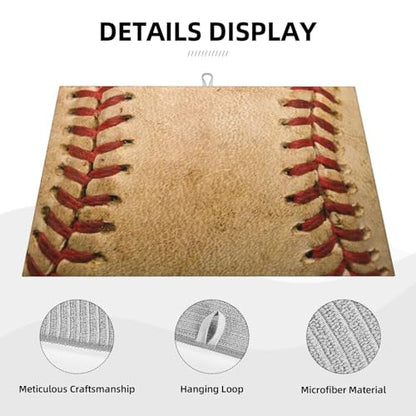 Baseball Dish Drying Mat for Kitchen Counter 18 x 24 inch Baseball Theme Dish Drainer Rack Mats with Hanging Loop Classic Ball Dishes Drainer Pads Retro Balls Grain Drying Pad for Countertop - color: red beige