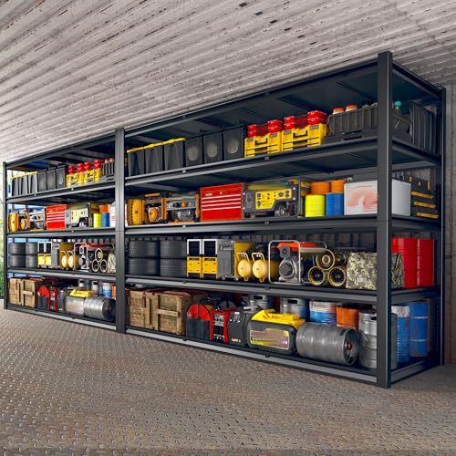 REIBII 60" W Garage Shelving Heavy Duty, 3000LBS Freestanding Metal Shelves with Double-Layer Columns and Reinforced Anti-Wobble Design for Garage, Basement, Workshop, Office - size: 60" W x 24" D x 72" H