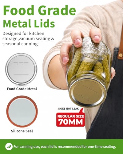 36Pcs Canning Lids Regular Mouth, 70mm Food Grade Mason Jar Lids, 100% Fit Airtight Lids for Ball and Kerr Preserving Jars - size: 36 Lids for Regular Mouth Jar