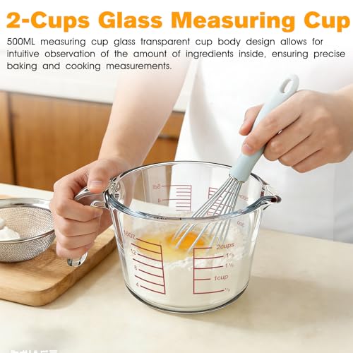 Glass Measuring Cup 2 Cup For Kitchen and Baking Microwave Oven Dishwasher Safe Measuring Cups Clear Borosilicate Glass Liquid Measuring Cup Kitchen Measuring Cup with Handle (16 oz/500ml)