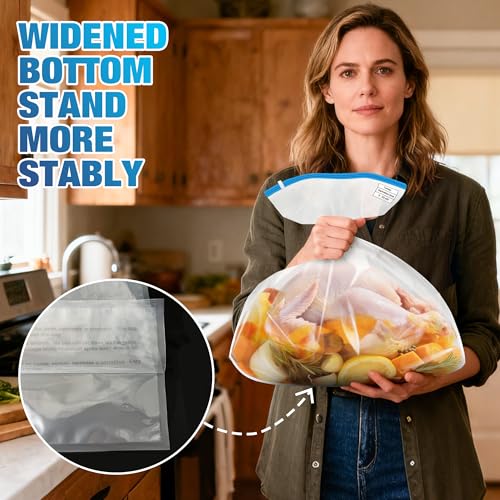 Jiuge Turkey Brine Bag, Large Bring Bags for Turkey with Zippers and Strings for Marinade Meat, Catfish, 26” x 22”, 2 Pack