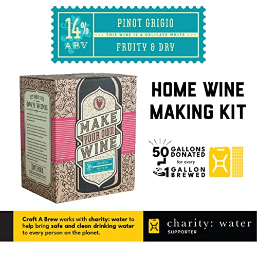 Craft A Brew Making Home Kit – Easy Brew Beginners with Ingredients and Supplies – Ultimate Wine Brewer Experience, 1 Gallon, Pinot Grigio - color: Pinot Grigio