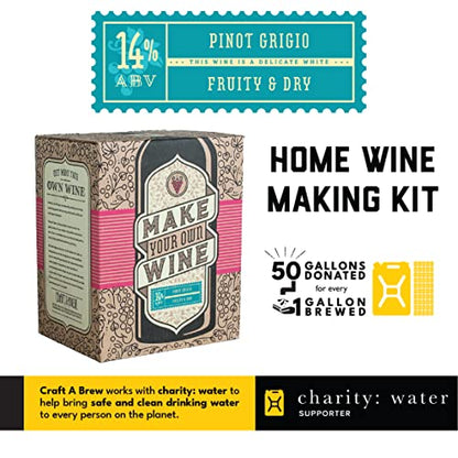 Craft A Brew Making Home Kit – Easy Brew Beginners with Ingredients and Supplies – Ultimate Wine Brewer Experience, 1 Gallon, Pinot Grigio - color: Pinot Grigio