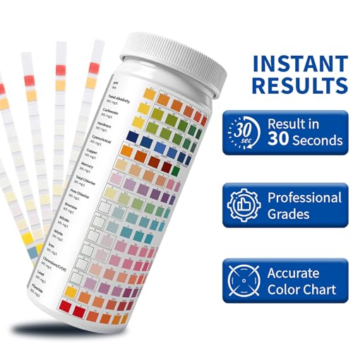 16-in-1 Universal Test Strips - 100pcs Reliable pH Testing Strips Kit for Liquid Testing, Quick Get Highly Accurate Results in Seconds, Drinking Water, Aquarium, Pool, Hot Tub, Spa