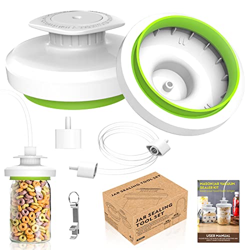 Mason Jar Vacuum Sealer, Jar Sealer and Accessory Hose for Foodsaver, Food Storage Vacuum Sealer Jar Attachment Kit with Lid Opener for Wide-Mouth & Regular-Mouth Mason Jar - color: White 2