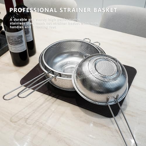 Metal Fine Mesh Strainer and Colander for Kitchen with Handle, Stainless Steel Pasta Strainer/Kitchen Funnel/Collander/Sifter for Strain/Wash Vegetables, Fruits, Spaghetti, Rice (7.8＂) - size: 7.8＂