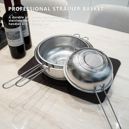 Metal Fine Mesh Strainer and Colander for Kitchen with Handle, Stainless Steel Pasta Strainer/Kitchen Funnel/Collander/Sifter for Strain/Wash Vegetables, Fruits, Spaghetti, Rice (7.8＂) - size: 7.8＂
