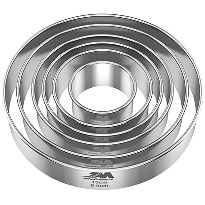 M JNGMEI 6 Pieces Stainless Steel Cookie Biscuit Cutter Set 2'', 3'',3.5'', 4'',5''and6'' Biscuit Plain Edge Round Cutters large Sizes Shape Molds Ranging from 2-6 Inches Multiple Sizes - style: 6pcs(2-6in)