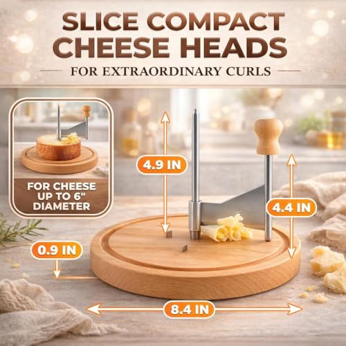 Cheese Curler Slicer, Stainless Steel Sharp Blade, Rose Shaped Cuts-Cheese and Chocolate Curler Tool Wooden Base Cheese Shaver Suitable for Home Parties, Restaurants, Cafes