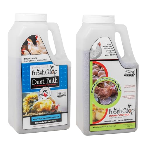 Progressive Planet Fresh Coop 7lb Odor Control + 6lb Dust Bath Bundle - Natural Coop Care for a Fresher Flock - Ammonia Neutralizer & Feather Conditioning Dust Bath - OMRI Listed, Safe for Poultry - size: Coop Care Jug Bundle