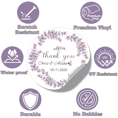 Custom Stickers Wedding Favors Personalized Labels for Business Logo 50-1000PCS Customized Vinyl Label Stickers Waterproof for Wedding Birthday Party
