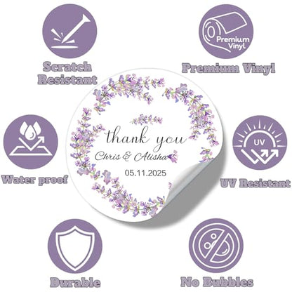 Custom Stickers Wedding Favors Personalized Labels for Business Logo 50-1000PCS Customized Vinyl Label Stickers Waterproof for Wedding Birthday Party