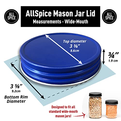 AllSpice Rust-Proof Wide Mouth Aluminum Metal Mason Jar Lids Leak-Proof 12-Pack (Blue) - color: Blue, size: Wide Mouth