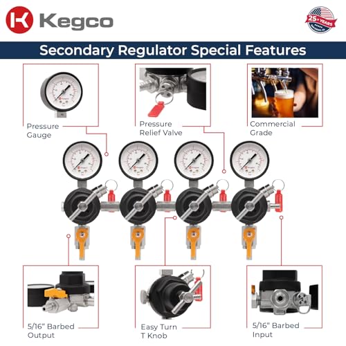 Kegco Secondary Regulator, Four Gauge
