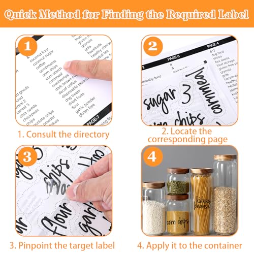 168PCS Clear Waterproof Labels for Food Containers - Pantry Labels for Containers Jars Container Boxes - Preprinted and Blank Food Organization Stickers