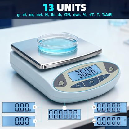 Lab Scale 6000gx0.01g,Analytical Balance 0.01g High Precision Electronic Digital Balance Scale, Scientific Scale Gram Scale Digital Balance for Kitchen Lab Weighing Jewelry Scale - size: 6000gx0.01g