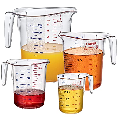 Amazing Abby - Melissa - Plastic Measuring Cups (4-Piece Set), Food-Grade Measuring Jugs, 1/2/4/8-Cup Capacity, Unbreakable, Stackable, Dishwasher-Safe, Great for Oil, Vinegar, Flour, and More - style: 4-Piece Set (1/2/4/8-Cup)