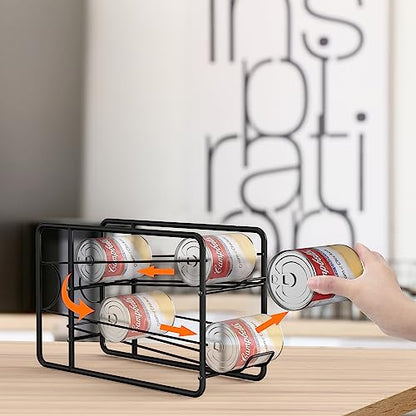 MOOACE 4 Pack Can Dispenser Rack, Stackable Soda Can Organizer Holder for Canned Food Storage Kitchen Cabinet Pantry Countertop, Black - color: Black