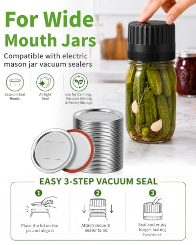 36Pcs Wide Mouth Canning Lids, 86mm Food Grade Mason Jar Lids, 100% Fit Airtight Lids for Ball and Kerr Preserving Jars - size: 36 Lids for Wide Mouth Jar