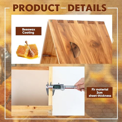Colingmill 1 Pieces Deep Bee Box for 10 Frame Unassembled Hive Brood Box with Wax Coating,Beekeeping Brood Boxes with Screws,Dipped in Beeswax Bee Hives Boxes Starter Kit,9 5/8 Inch