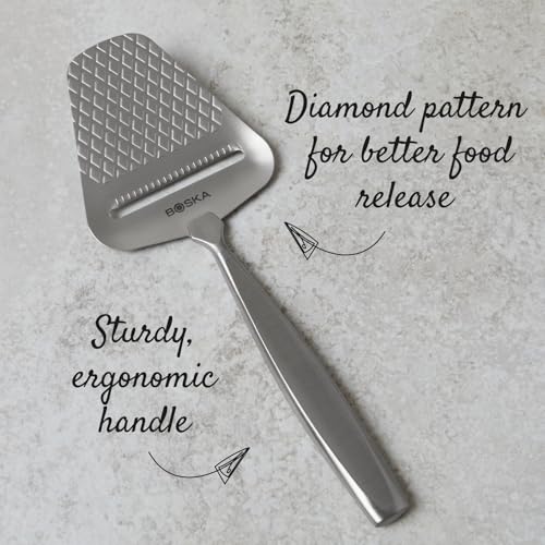 BOSKA Monaco+ Premium Cheese Slicer - Award Winning Cheese Cutter for Block Cheese, Cheddar up to Parmesan - Quilted Pattern reduces Resistance - Non-stick & Ergonomic Handheld