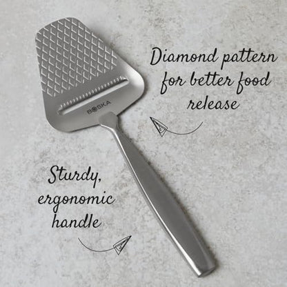 BOSKA Monaco+ Premium Cheese Slicer - Award Winning Cheese Cutter for Block Cheese, Cheddar up to Parmesan - Quilted Pattern reduces Resistance - Non-stick & Ergonomic Handheld