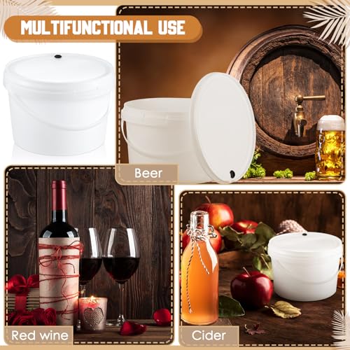 Hushee 6 Pcs 1 Gallon Round Fermentation Bucket Fermenting Bucket with Lid Fermenting Food Grade Home Brewing Wine Fermenter for Beer Wine Mead Cider Fermented Beverage
