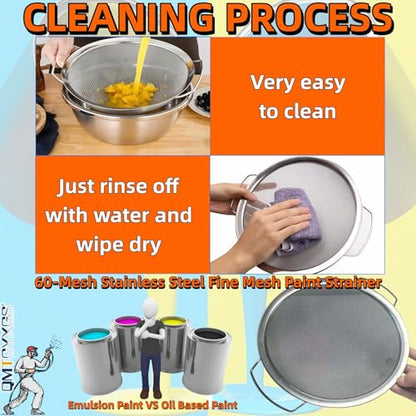 Fine Mesh Paint Strainer, 60-Mesh Stainless Steel Filter with Honeycomb Design, Compatible with 5-Gallon Buckets – Efficient Emulsion and Paint Filtration Tool （3-PK）
