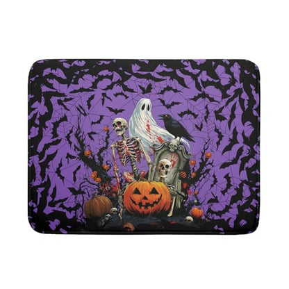 Giwawa Halloween Pumpkin Dish Drying Mat 18x24 inch Spooky Ghost Bat Dish Rack Mats Microfiber Draining Pad Fast Dry Holiday Kitchen Accessories - color: Halloween Purple, size: 18x24 inch