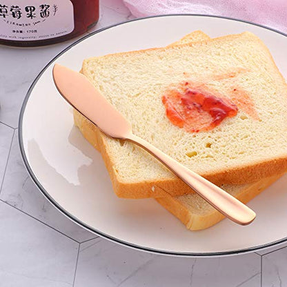 Stainless Steel 18/10 Cheese Desert Knives, Set of 4, Baikai Breakfast Butter Knife, Slicer Sandwich Spreader (Rose Gold) - color: Rose Gold