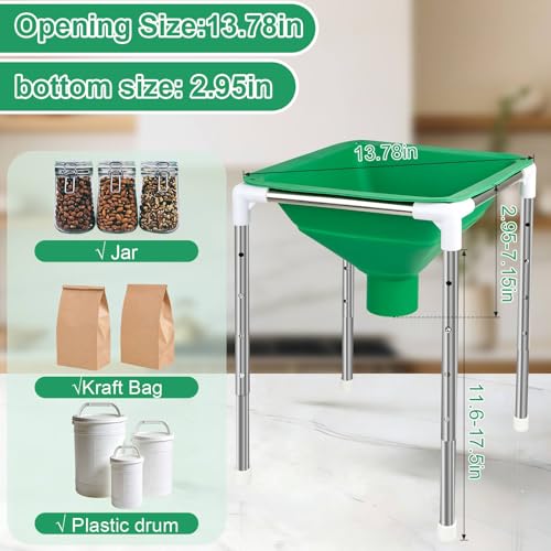 Extra Large Silicone Collapsible Funnel Compatible with Harvest Right Freeze Dryer, Wide Mouth Funnel with Stand Fits All Size Dryer Trays for Mason Jar & Mylar Bags Freeze Dryer Accessories