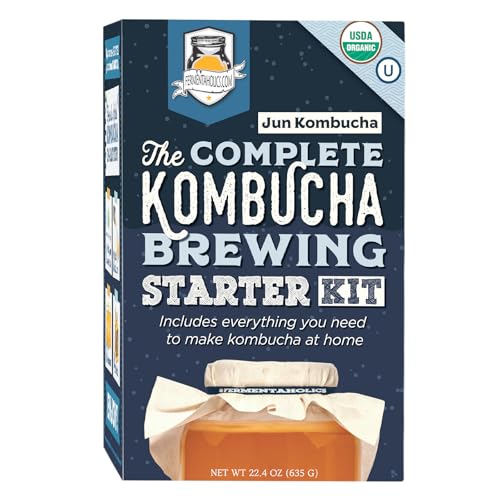 Fermentaholics The Complete Jun Kombucha Brewing Starter Kit, Organic - Make Jun Kombucha at home