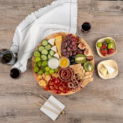 Cater Tek 13.8 Inch Charcuterie Boards, 10 Faux Wood Cheese Boards - Round, Stackable, Paper Cardboard Charcuterie Boards, Disposable, For Serving At Catered Events - Restaurantware - color: Natural, size: 13 3/4"