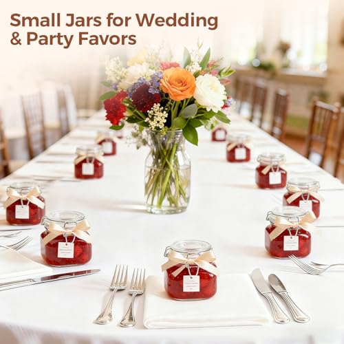 ComSaf Square Small 17 oz Glass Jars with Airtight Lids 6 Pack Wide Mouth | Overnight oats, Jam pickling, Spice storage, Gift jars, Sourdough pickling, Pantry organization, Jam jelly honey, Snacks - size: 17oz*6