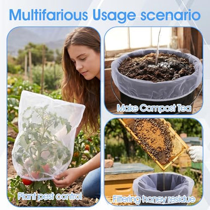 30 Pieces Paint Strainer Bags 5 Gallon, White Regular Fine Mesh Paint Filters Strainer 5 Gal with Elastic Top Opening Nylon Filter Bag for Painting, Gardening, Plant Protection