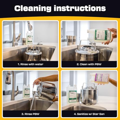 Cooler Keg PBW 32oz Brewery Cleaner, Beer Line Sanitizer, Liquid Wash for Growlers, Home Brew Cleaning, and Kegerators