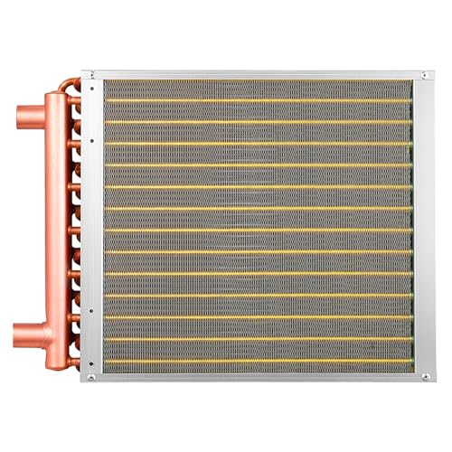 VEVOR Water to Air Heat Exchanger, 14 x 14 in Finned Tube HVAC Heat Exchanger Coil with Copper Tubes & Aluminum Fins, 65K BTU Output for Outdoor Wood Furnace, Hydronic Heating & Cooling Systems