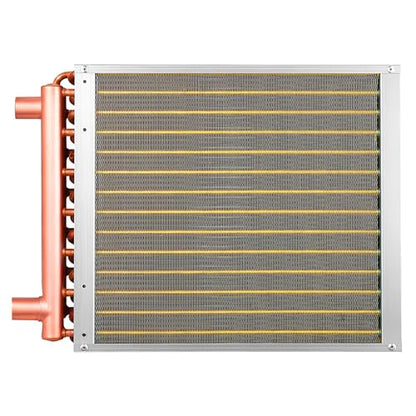 VEVOR Water to Air Heat Exchanger, 14 x 14 in Finned Tube HVAC Heat Exchanger Coil with Copper Tubes & Aluminum Fins, 65K BTU Output for Outdoor Wood Furnace, Hydronic Heating & Cooling Systems