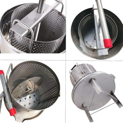 Honey Press Extractor Wax Machine Stainless Steel Honey Press Beeswax Machine Manual Large Bee Honey Presser Fruit Wine Press For Honey Wine Juice Vegetables Olive Oil Making