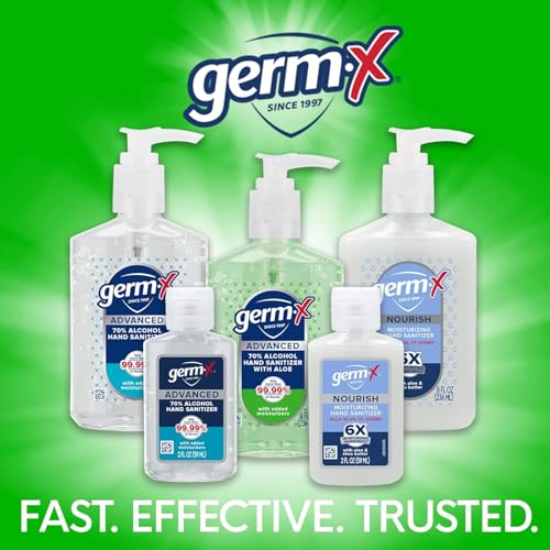 Germ-X Advanced Hand Sanitizer with Aloe and Vitamin E, 1 Liter (Pack of 4), Less Drying Moisturizing Gel, No Rinse Formula, Pump Bottle - size: 33.8 Fl Oz (Pack of 4)