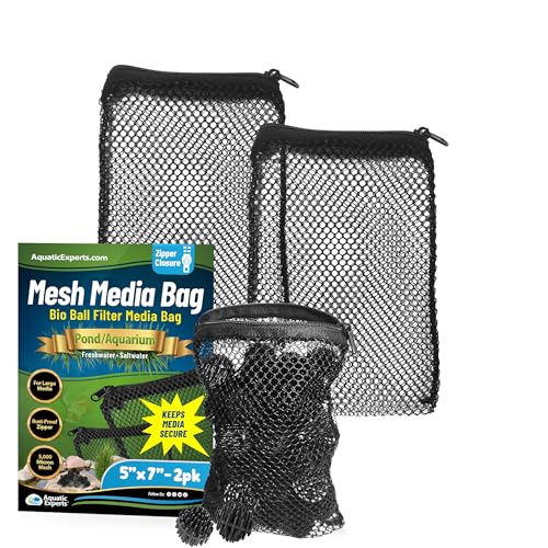 Aquatic Experts Mesh Media Bags – Large Hole 1/8" Mesh with Rustproof Plastic Zipper for Bio Balls & Large Filter Media (5" x 7", 2 Pack) - size: 5" x 7" (2 Pack)