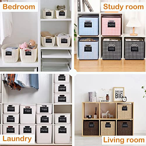 20 Reusable Basket Labels with Clip-On Design, Perfect for Kitchen and Closet Organization, Includes 2 White Chalk Markers - style: Flower 20