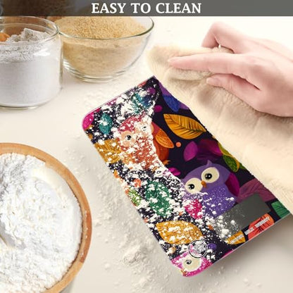 Food Scale Kitchen Scale for Baking Cooking Digital Food Weighing Measuring Scale Small Waterproof Electric Food Scale Black Owl and Leaves - color: Black Owl and Leaves